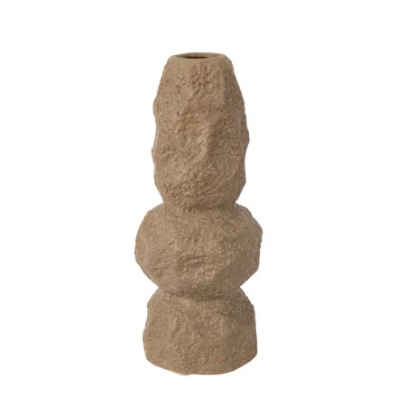 VASE PORCELAIN BEIGE 13x13x30cm