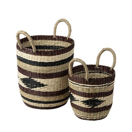 S/2 ΚΑΛΑΘΙΑ ΨΑΘΙΝΑ ΜΑΥΡΑ - ΜΠΕΖ - ΚΑΦΕ 30x30x42cm / 22x22x32cm