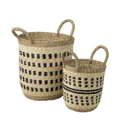 S/2 ΚΑΛΑΘΙΑ ΨΑΘΙΝΑ  ΜΑΥΡΑ - ΜΠΕΖ - ΦΥΣΙΚΟ 30x30x42cm / 22x22x32cm