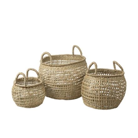 S/3 ΚΑΛΑΘΙΑ ΨΑΘΙΝΑ ΦΥΣΙΚΟ 44x44x43cm / 35x35x37cm / 25x25x26cm