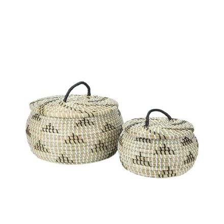 S/2 ΚΑΛΑΘΙΑ ΨΑΘΙΝΑ ΛΕΥΚΑ - ΜΑΥΡΑ - ΦΥΣΙΚΟ 32x32x22cm / 24x24x17cm