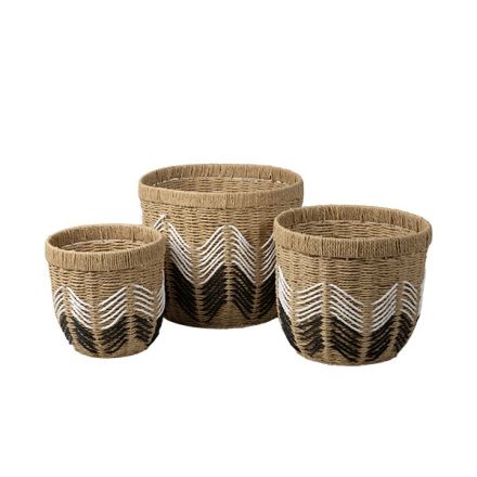 S/3 ΚΑΛΑΘΙΑ ΜΕ ΠΛΕΞΗ ΦΥΣΙΚΟ - ΜΑΥΡΟ - ΑΣΠΡΟ 38x38x32cm / 31x31x28cm / 24x24x24cm