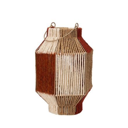 LANTERN PAPER STRING WITH GLASS CUP 10x10x10cm  MULTICOLOR  21x21x30cm