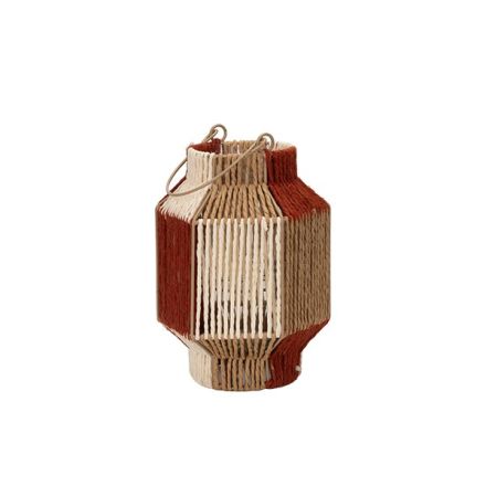LANTERN PAPER STRING WITH GLASS CUP 8x8x8cm MULTICOLOR 17x17x23cm