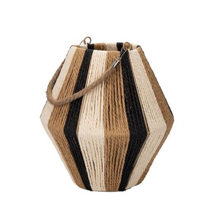 LANTERN PAPER STRING WITH GLASS CUP 10x10x10cm MULTICOLOR 28x28x30cm