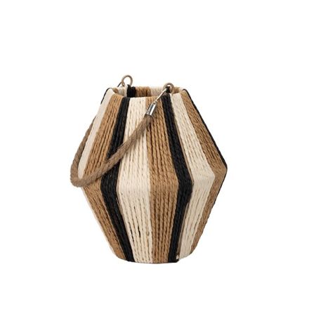 LANTERN PAPER STRING WITH GLASS CUP 8x8x8cm MULTICOLOR 23x23x24cm