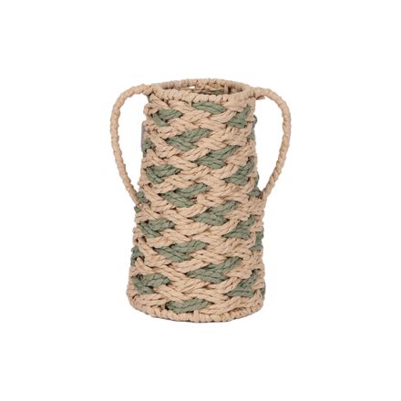 JUG PAPER STRING NATURAL - GREEN 13x13x26cm