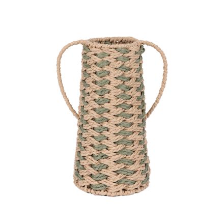 JUG PAPER STRING NATURAL - GREEN 12x12x19cm