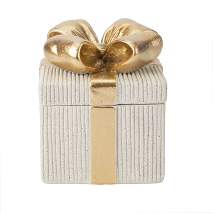 ΚΟΥΤΙ ΔΩΡΟ ΠΟΛΥΡΕΖΙΝ ΕΚΡΟΥ - ΧΡΥΣΟ 9.5x9.5x12cm