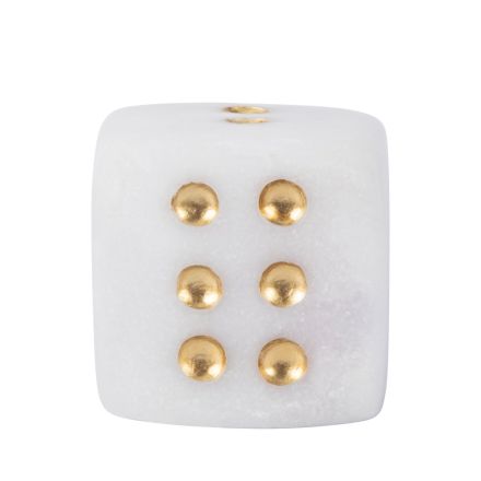 DICE POLYRESIN WHITE - GOLD 12.5x12.5x13cm