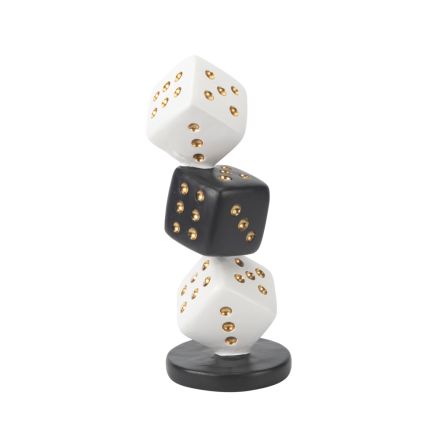 DICE POLYRESIN WHITE - GOLD - BLACK 12x12x31cm