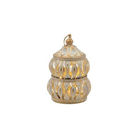 ΦΑΝΑΡΑΚΙ LED ΜΕΤΑΛΛΙΚΟ ΛΕΥΚΟ - ΧΡΥΣΟ 9x9x14cm