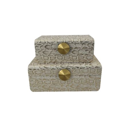 S/2 ΚΟΥΤΙΑ ΟΡΓΑΝΩΣΗΣ MDF - PU ΛΕΥΚΑ - ΧΡΥΣΑ 25x15x10cm / 20x12x8cm