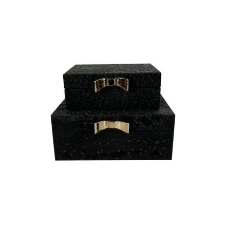S/2 ΚΟΥΤΙΑ ΟΡΓΑΝΩΣΗΣ MDF - PU ΜΑΥΡΑ - ΧΡΥΣΑ 20x16x8cm / 16x11x6cm
