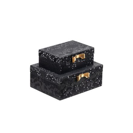 S/2 ΚΟΥΤΙΑ ΟΡΓΑΝΩΣΗΣ MDF - PU ΜΑΥΡΑ - ΧΡΥΣΑ 20x16x8cm / 16x11x6cm