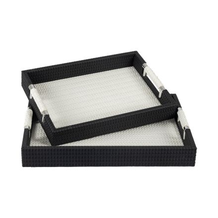 S/2 ΔΙΣΚΟΙ MDF - PU ΜΑΥΡΟΙ - ΛΕΥΚΟΙ 40x30x5cm / 34x24x5cm