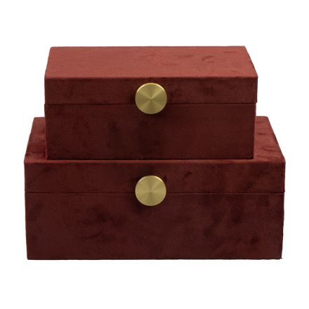 S/2 ΚΟΥΤΙΑ ΟΡΓΑΝΩΣΗΣ MDF - PU ΜΠΟΡΝΤΟ ΒΕΛΟΥΔΟ 25x15x10cm / 20x12x8cm