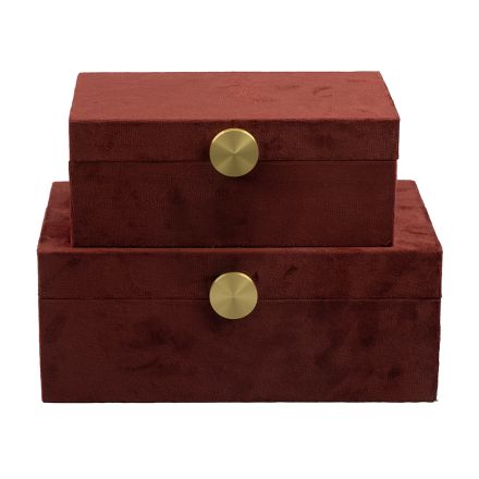S/2 ΚΟΥΤΙΑ ΟΡΓΑΝΩΣΗΣ MDF - PU ΜΠΟΡΝΤΟ ΒΕΛΟΥΔΟ 25x15x10cm / 20x12x8cm