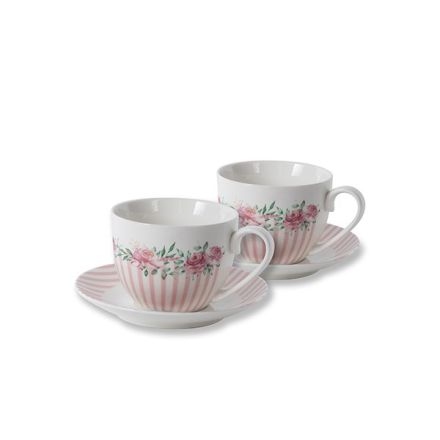 S/2 ΚΟΥΠΑ ΜΕ ΠΙΑΤΑΚΙ ΠΟΡΣΕΛΑΝΙΝΗ ΛΕΥΚΗ ΜΕ ΡΟΖ ΑΝΘΑΚΙΑ 230ml