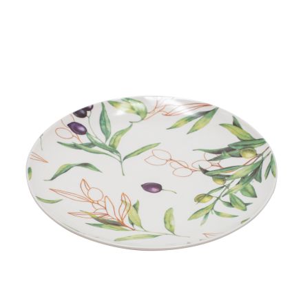 PLATE PORCELAIN WHITE WITH OLIVE BRANCHES 20cm