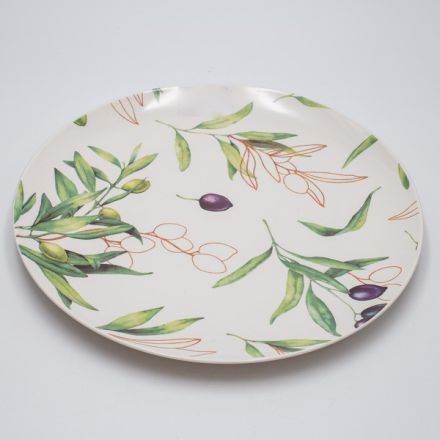PLATE PORCELAIN WHITE WITH OLIVE BRANCHES 26cm