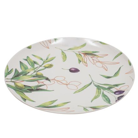PLATE PORCELAIN WHITE WITH OLIVE BRANCHES 26cm