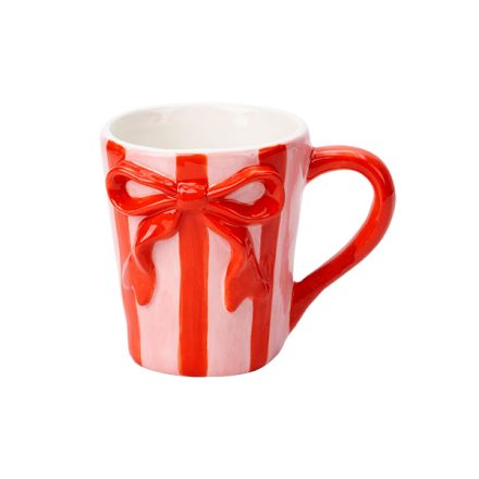 MUG WITH BOW CERAMIC RED - PINK 11.8x8.5x9.7cm