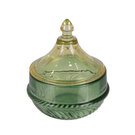 JAR GLASS GREEN 11.5x11.5x13.5cm